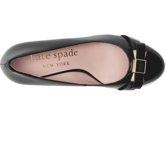 Kate Spade Bowdie Black Patent leather Wedges size 9 - Picture 2 of 7